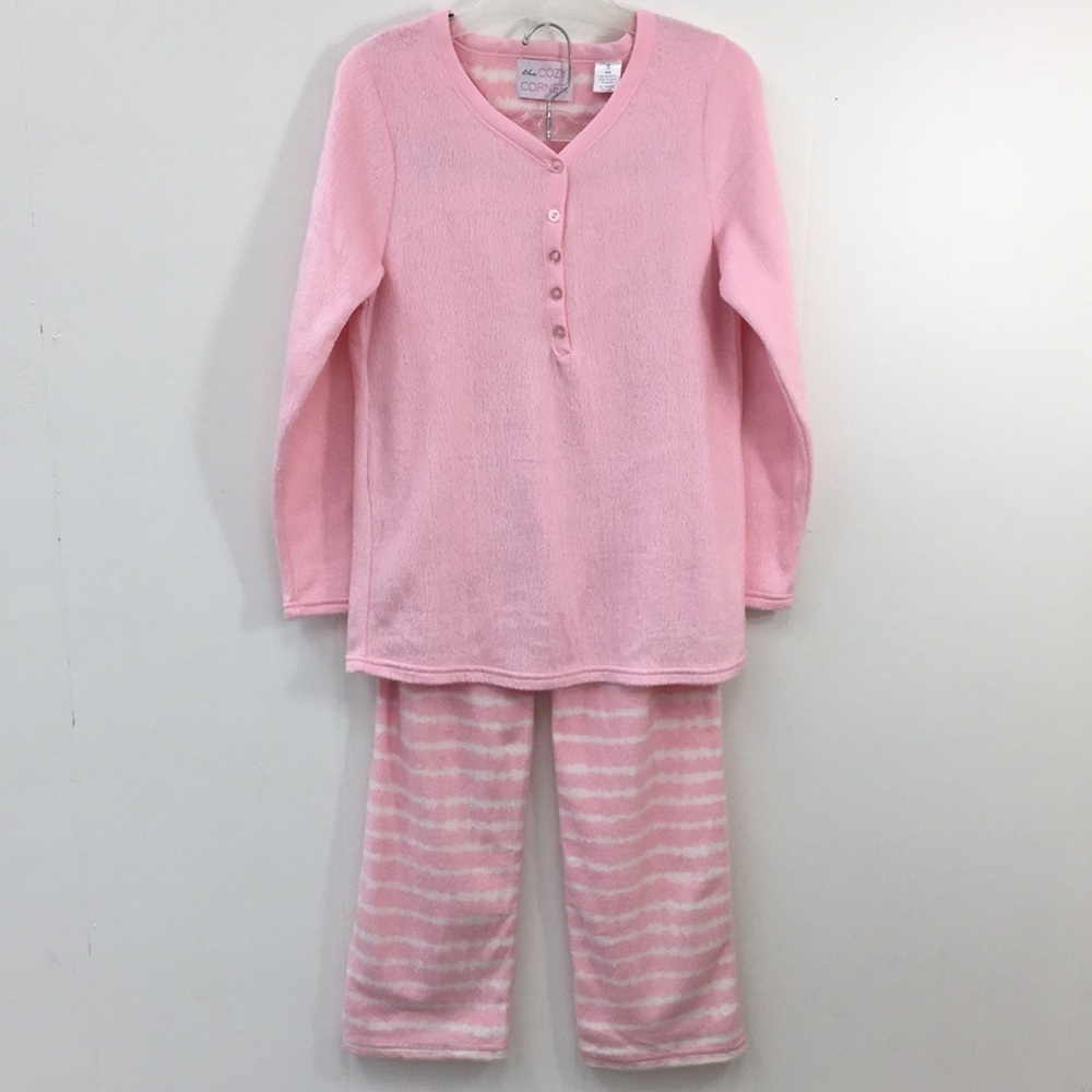 The Cozy Corner Plush Fleece Pink Pajama Set Size S EXCELLENT Condition
